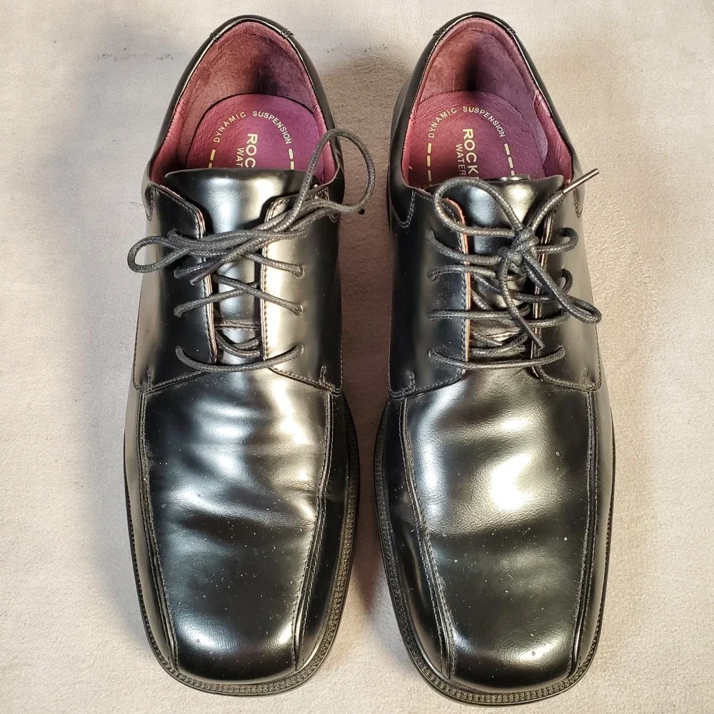 Rockport Oxford Shoes Mens 10.5W‎ Black Leather Walk Dry Waterproof APM11491